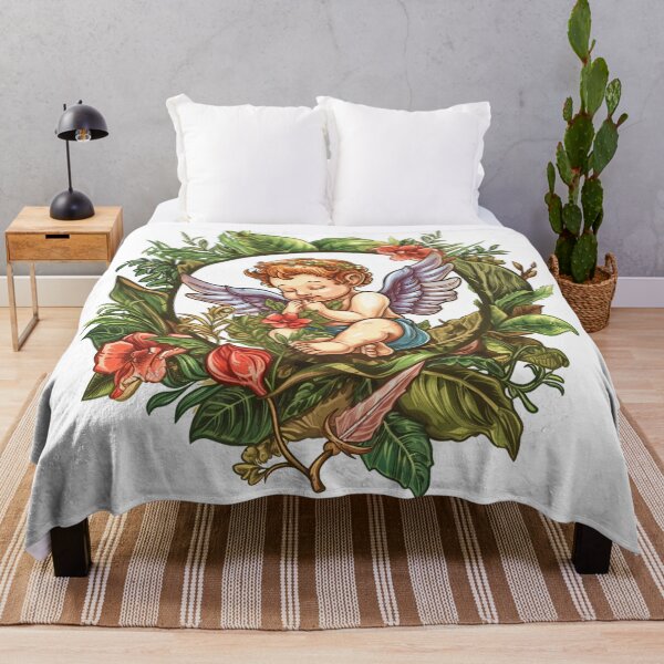 Item preview, Cupid in a style of circular detailed botanical illustrations designed and sold by PrintsByVickson.