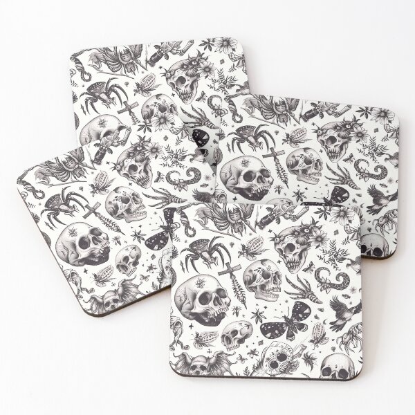 Item preview, Tiled Abstract Skull Tattoo Pattern designed and sold by dcrc.