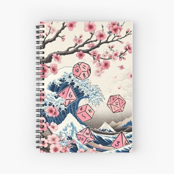 Aperçu de l'œuvre Grande vague de dés roses et de fleurs de cerisier sakura, jeu de dés floraux japonais. créée et vendue par DungeonAtelier.