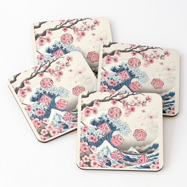 Item preview, Great wave of pink dnd dice and sakura cherry blossom, japanese floral dice set. designed and sold by DungeonAtelier.