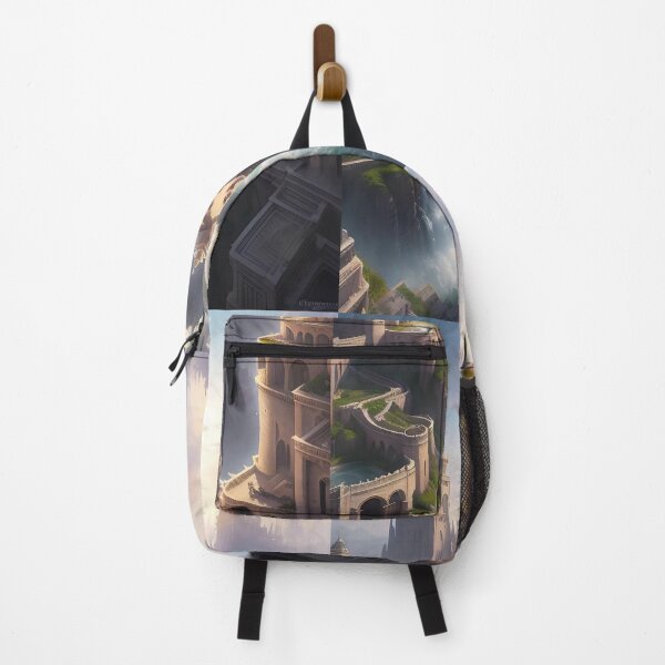 Item preview, Sunrise over the Majestic Cliffside Castle and Waterfalls designed and sold by ArtComixHaven.