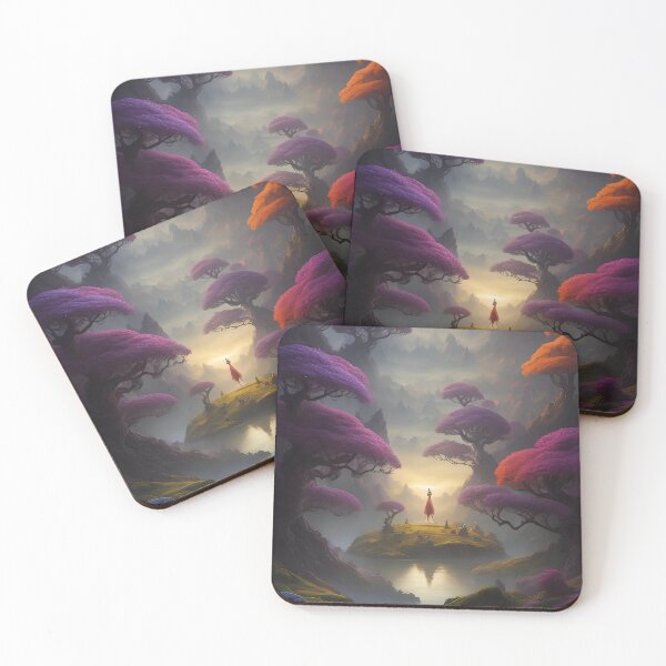 Item preview, Solitary Figure Contemplates in Vibrant Fantasy Mushroom Forest designed and sold by ArtComixHaven.