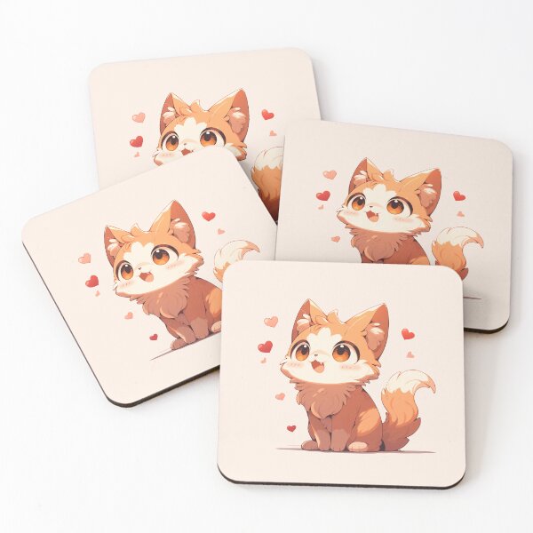 Item preview, Cute Kawaii Happy Kitten with Hearts Cat in Love designed and sold by CozyKawaiiArt.