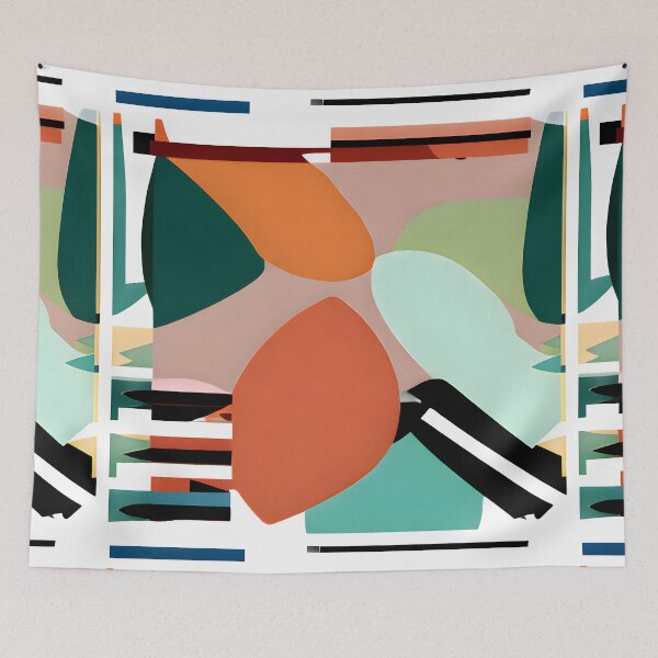 Item preview, Colorful Retro Vintage Geometric Random Abstract Shapes Pattern designed and sold by Itaya Art.
