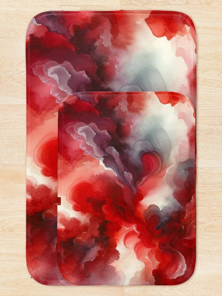 Thumbnail 5 of 6, Bath Mat, Abstract Red designed and sold by CardsStudio.