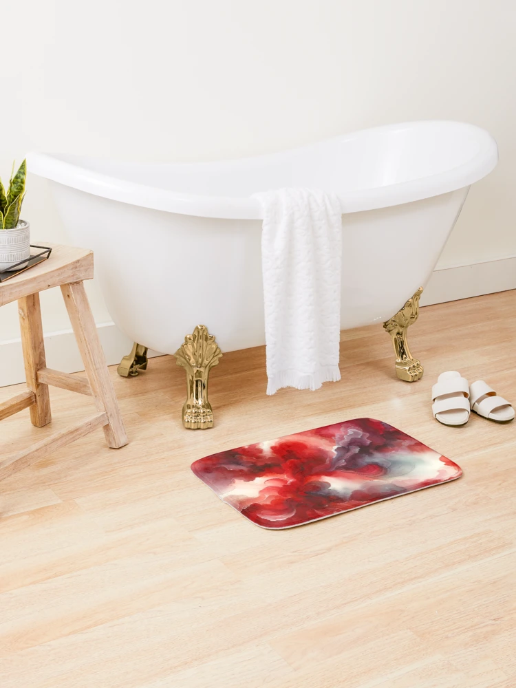 Thumbnail 2 of 6, Bath Mat, Abstract Red designed and sold by CardsStudio.