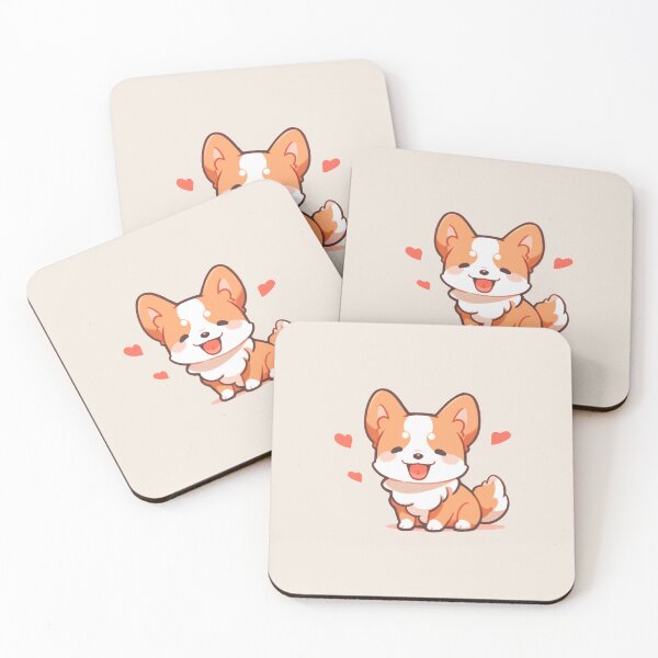 Item preview, Cute Kawaii Happy Corgi Puppy with Hearts Dog in Love designed and sold by CozyKawaiiArt.