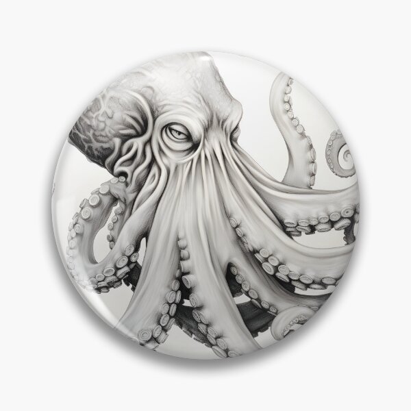 Item preview, Black and white Octopus pencil drawing designed and sold by Pencil-Art.