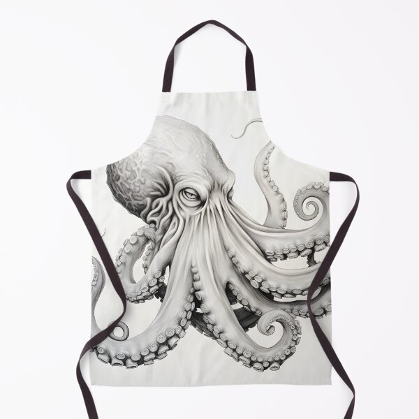 Item preview, Black and white Octopus pencil drawing designed and sold by Pencil-Art.