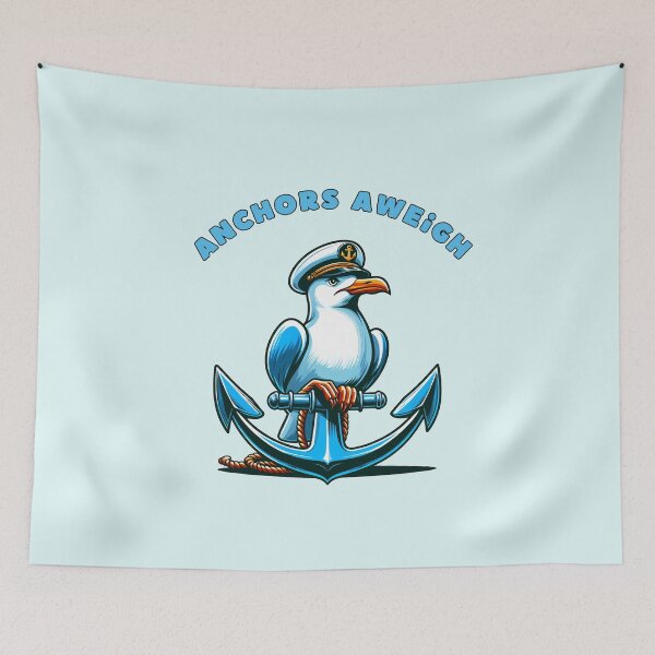 Item preview, seagull sitting on an anchor, anchors aweigh designed and sold by YuliaHulia.