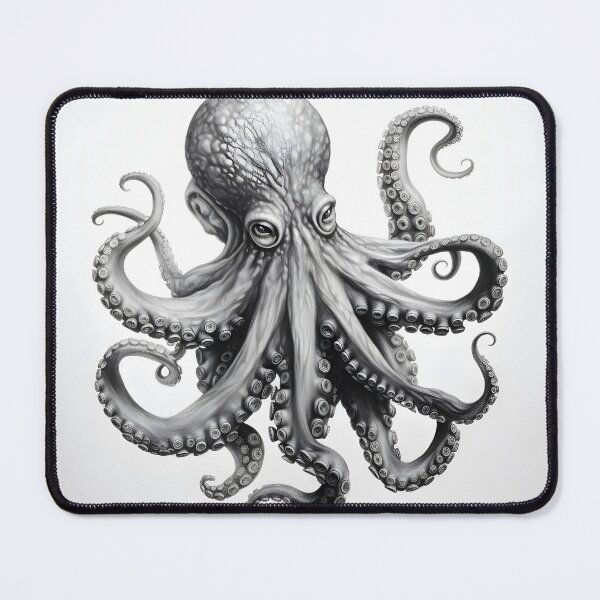 Item preview, Black and white Octopus pencil drawing designed and sold by Pencil-Art.