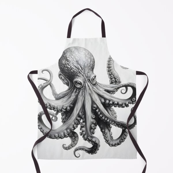 Item preview, Black and white Octopus pencil drawing designed and sold by Pencil-Art.