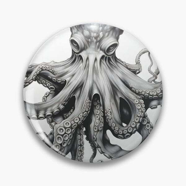 Item preview, Black and white Octopus pencil drawing designed and sold by Pencil-Art.