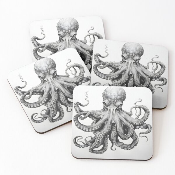 Item preview, Black and white Octopus pencil drawing designed and sold by Pencil-Art.