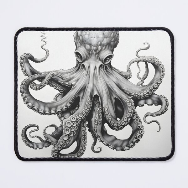 Item preview, Black and white Octopus pencil drawing designed and sold by Pencil-Art.
