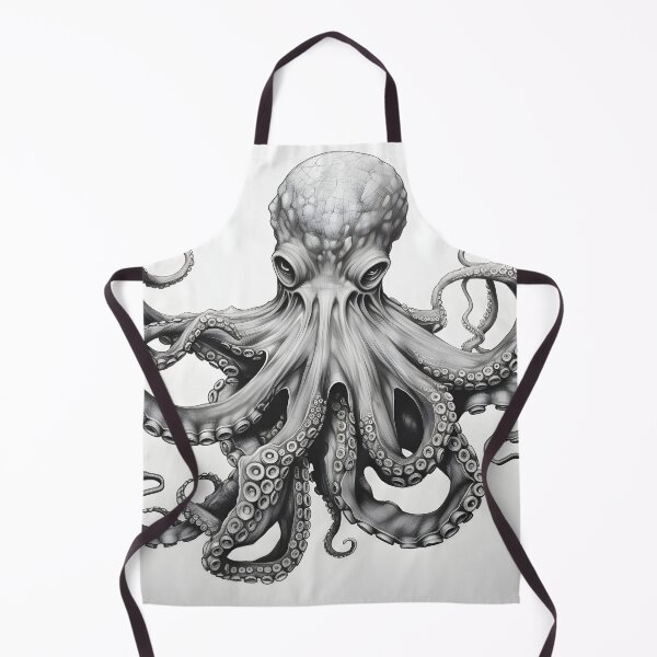 Item preview, Black and white Octopus pencil drawing designed and sold by Pencil-Art.