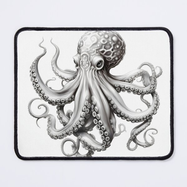 Item preview, Black and white Octopus pencil drawing designed and sold by Pencil-Art.