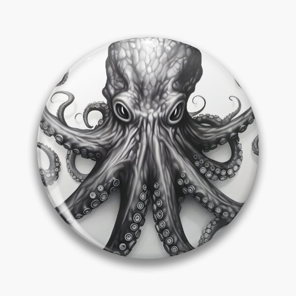 Item preview, Black and white Octopus pencil drawing designed and sold by Pencil-Art.