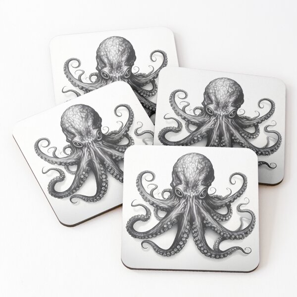 Item preview, Black and white Octopus pencil drawing designed and sold by Pencil-Art.