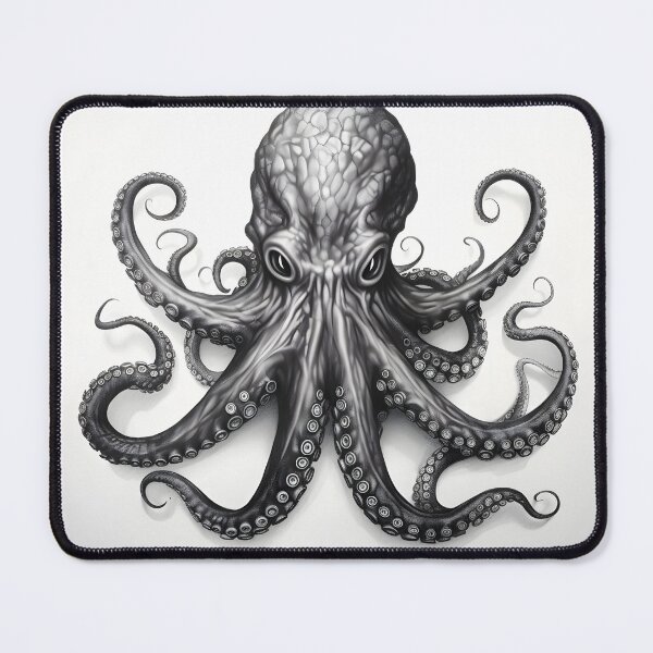 Item preview, Black and white Octopus pencil drawing designed and sold by Pencil-Art.