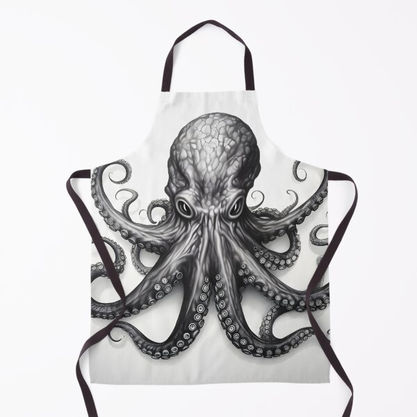 Item preview, Black and white Octopus pencil drawing designed and sold by Pencil-Art.