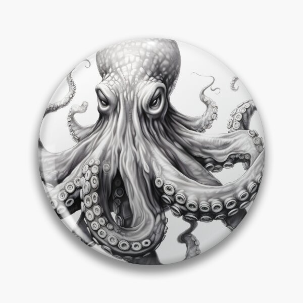 Item preview, Black and white Octopus pencil drawing designed and sold by Pencil-Art.