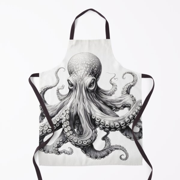 Item preview, Black and white Octopus pencil drawing designed and sold by Pencil-Art.