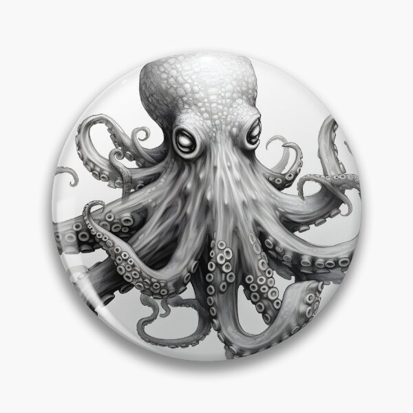 Item preview, Black and white Octopus pencil drawing designed and sold by Pencil-Art.