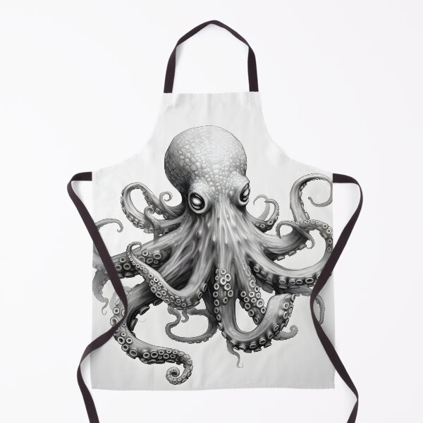 Item preview, Black and white Octopus pencil drawing designed and sold by Pencil-Art.