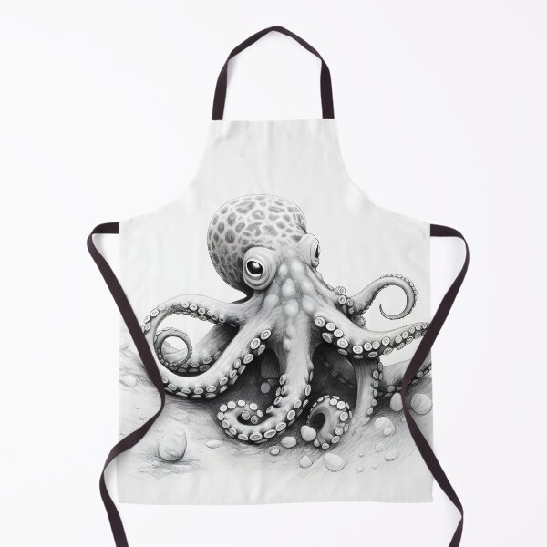Item preview, Black and white Octopus pencil drawing designed and sold by Pencil-Art.