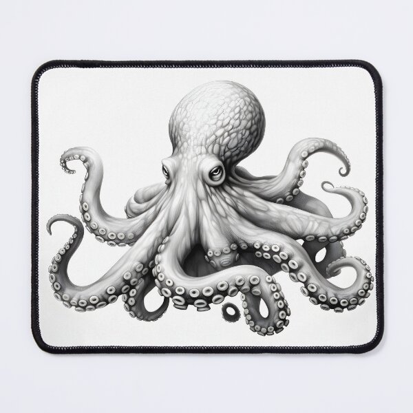 Item preview, Black and white Octopus pencil drawing designed and sold by Pencil-Art.