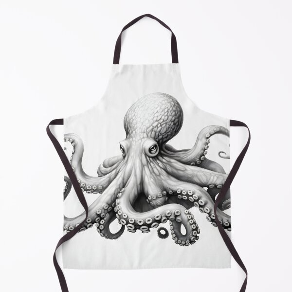 Item preview, Black and white Octopus pencil drawing designed and sold by Pencil-Art.