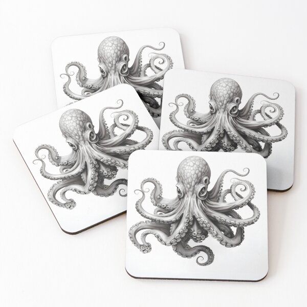 Item preview, Black and white Octopus pencil drawing designed and sold by Pencil-Art.