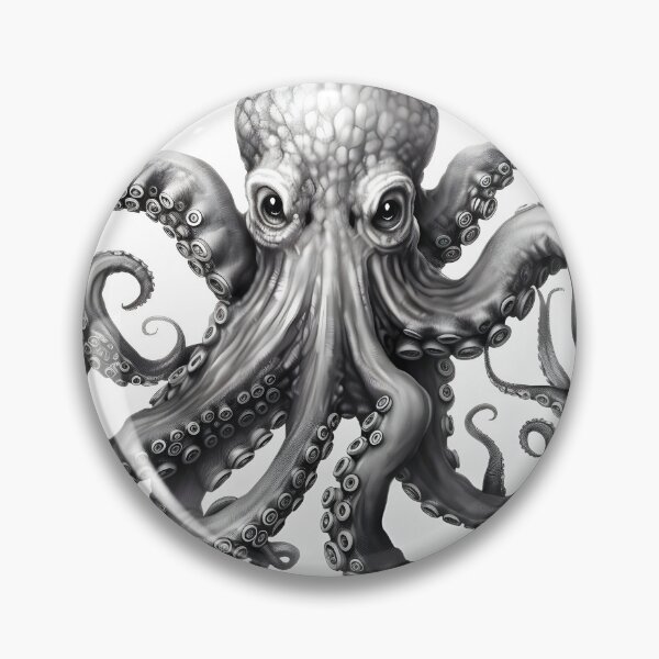 Item preview, Black and white Octopus pencil drawing designed and sold by Pencil-Art.