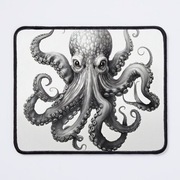 Item preview, Black and white Octopus pencil drawing designed and sold by Pencil-Art.