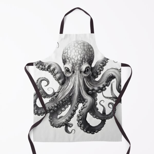 Item preview, Black and white Octopus pencil drawing designed and sold by Pencil-Art.