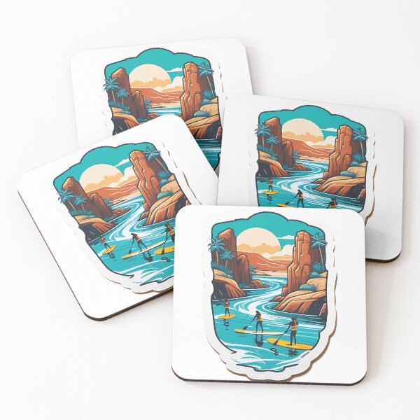 Item preview, A group of paddle boarders exploring a secluded cove designed and sold by IAmagineFR.