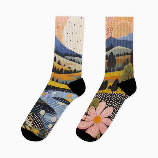 Artikelvorschau, Gepunktete Blumenlandschaft im Volkskunststil entworfen und verkauft von Neika Shimm Designs.