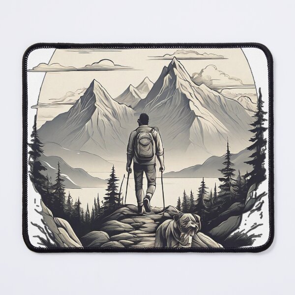 Item preview, “Mountain duo: Faithful man and dog” designed and sold by StellarValor.