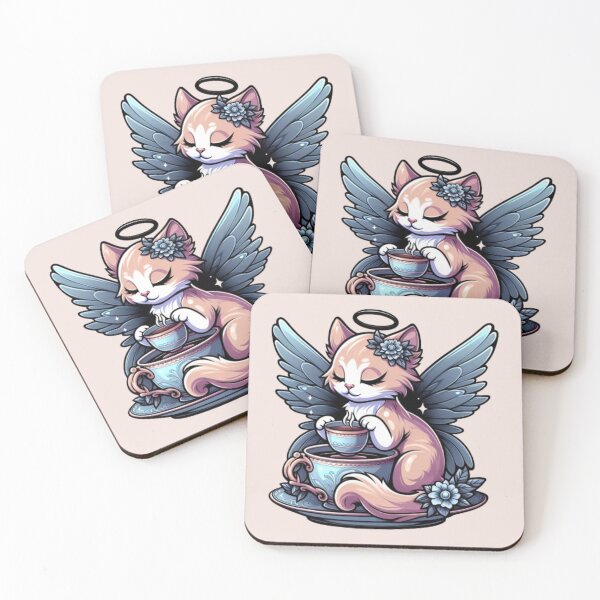 Item preview, Enchanting Pink Fairy Cat with Teacup designed and sold by printmala.