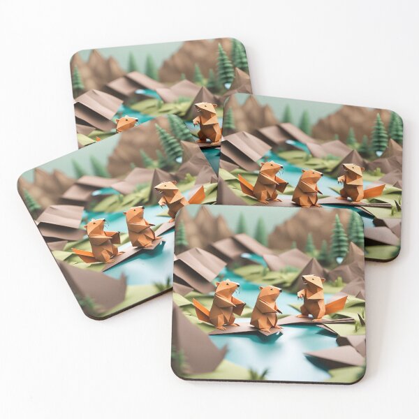 Item preview, Origami Art - Dams and Driftwood: Beavers at Play designed and sold by ArtfulFolds.