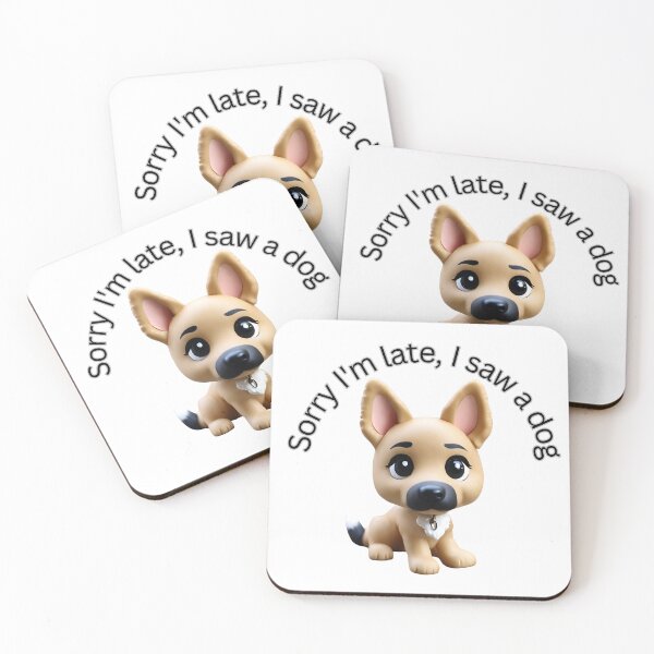 Item preview, Cute manga dog says 'Sorry I'm late' designed and sold by Coolparrotgirl.
