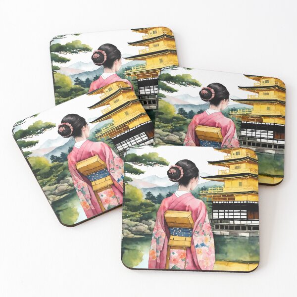 Item preview, Exquisite watercolor painting of a geisha in a kimono designed and sold by soulfulpalette.