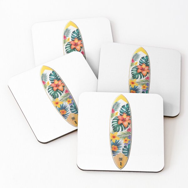 Item preview, A paddle board with patterns of palm leaves and exotic flowers designed and sold by IAmagineFR.
