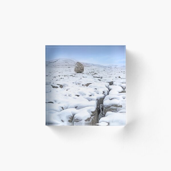 Twistleton Scar in snow, Yorkshire Dales National Park, UK Acrylic Block