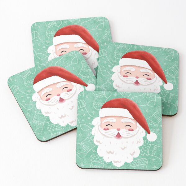 Item preview, Santa Claus on Mint Background designed and sold by Pink Brush Studio.