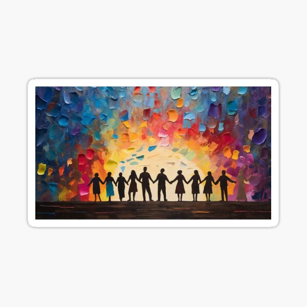 Together As One - Colorful Unity Art Sticker