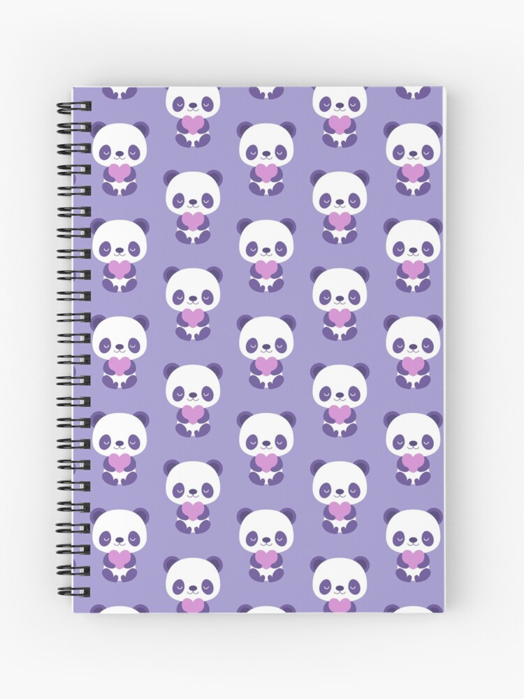 Spiral Notebook, Cute purple baby pandas designed and sold by petitspixels
