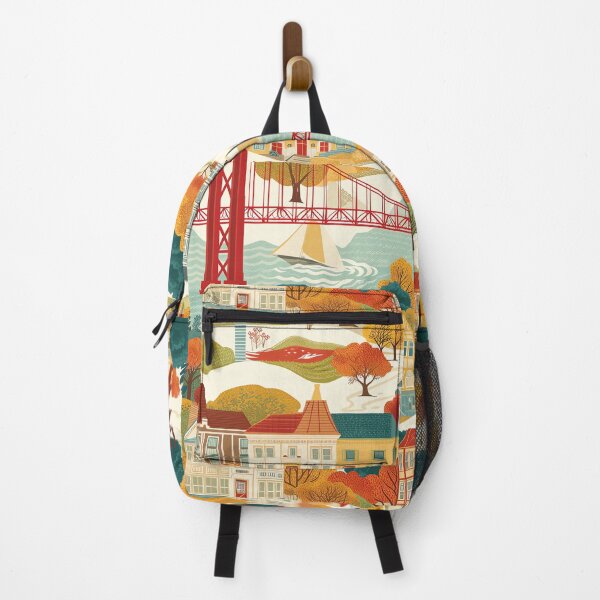 Item preview, San Francisco Charm - Victorian Houses and Golden Gate Bridge Illustration designed and sold by David Balzen.