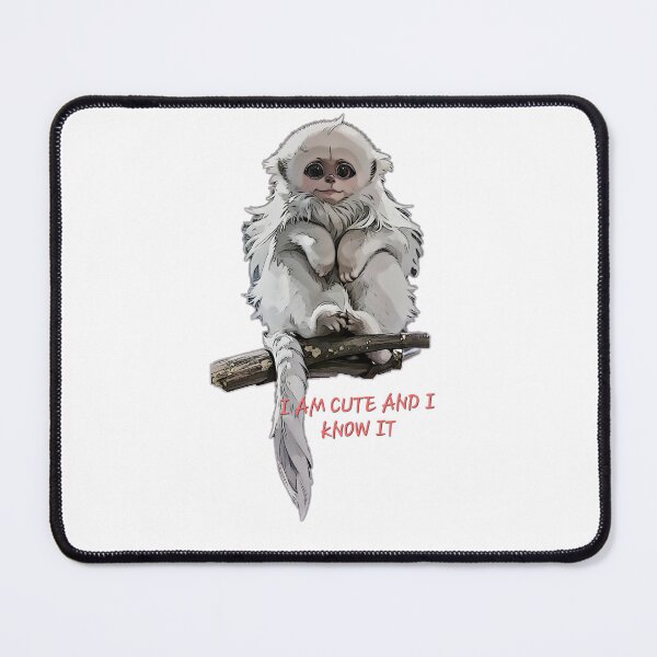 Item preview, I'm cute and i know it ,I know im cute ,Baby white monkey gibbon with long tail designed and sold by TuyaArts.